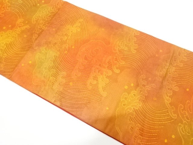 JAPANESE KIMONO / HIKIFOIL / WOVEN / A ROUGH WAVE PATTERN / HIRAKI NAG